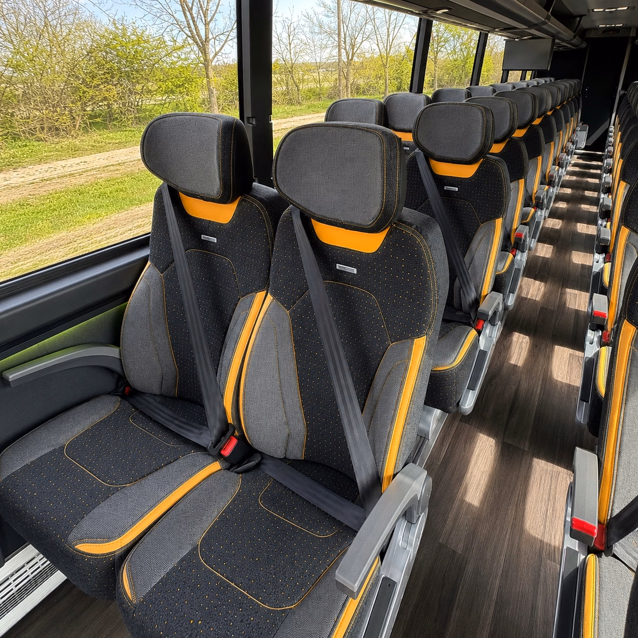 56 passenger charter bus interior